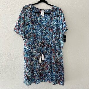 NWT Lauren Ralph Lauren Mystic‎ Blue Paisley Dress Swim Cover-Up Women's Size XL